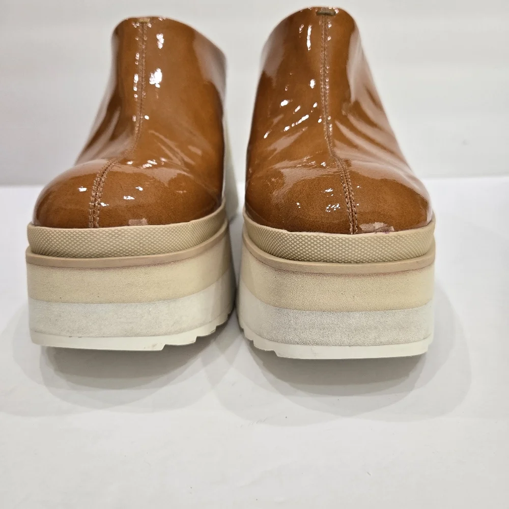 NakedFeet Coach Orange Patent Leather Platform Mules Size 9.5